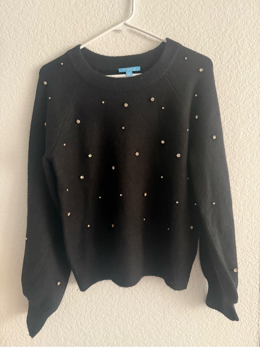 Draper James Black Embellished Crewneck Sweater